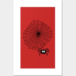 Cute Halloween Spider and Web Posters and Art